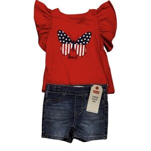 Levi’s Patriotic Girls Shirt and Shorts Set- 2 Piece Set- Size 3T- NWT